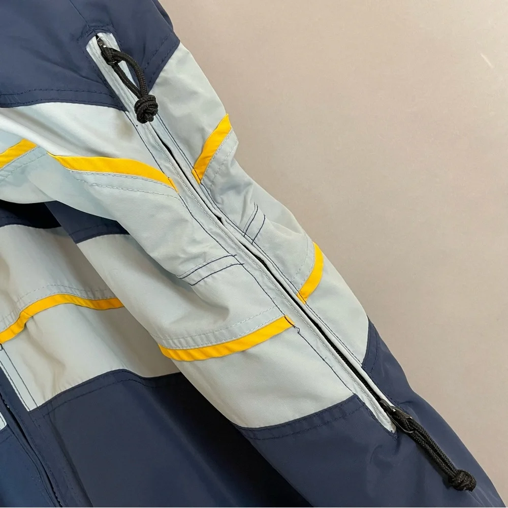 Vintage Wave Rave Jacket Men Snowboarding Blue Nylon 90s Zipper Yellow Coat‎